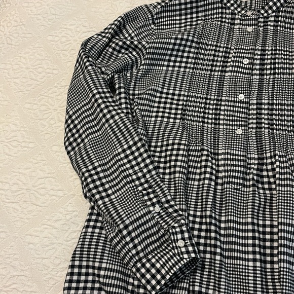 Lands’ End Black And White Checkered Blouse  Size 16 - Picture 3 of 7